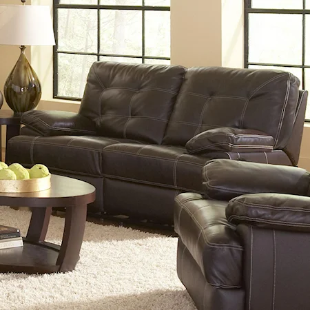 Contemporary Reclining Loveseat with Contrast Stitching